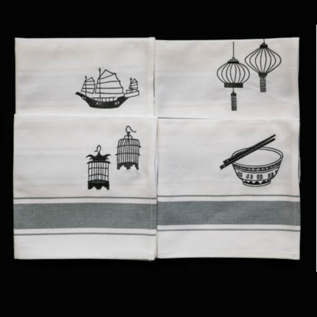 Zest of Asia Grey Hong Kong Design Napkins s/4 - Zest of Asia, INSIDE Hong Kong