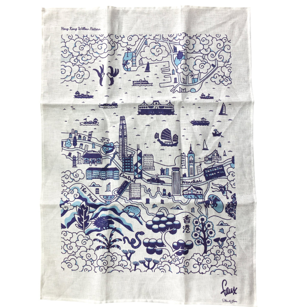 Faux Willow Series HK  Tea Towel Blue - Faux, INSIDE Hong Kong