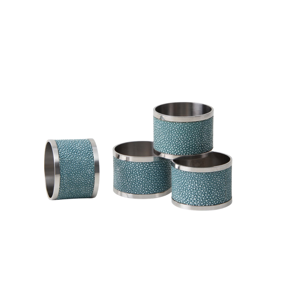 Napkin Ring Teal Shagreen Inside